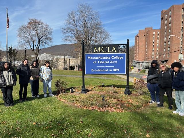 CVLA students and staff pictured outside the Massachusetts College of Liberal Arts